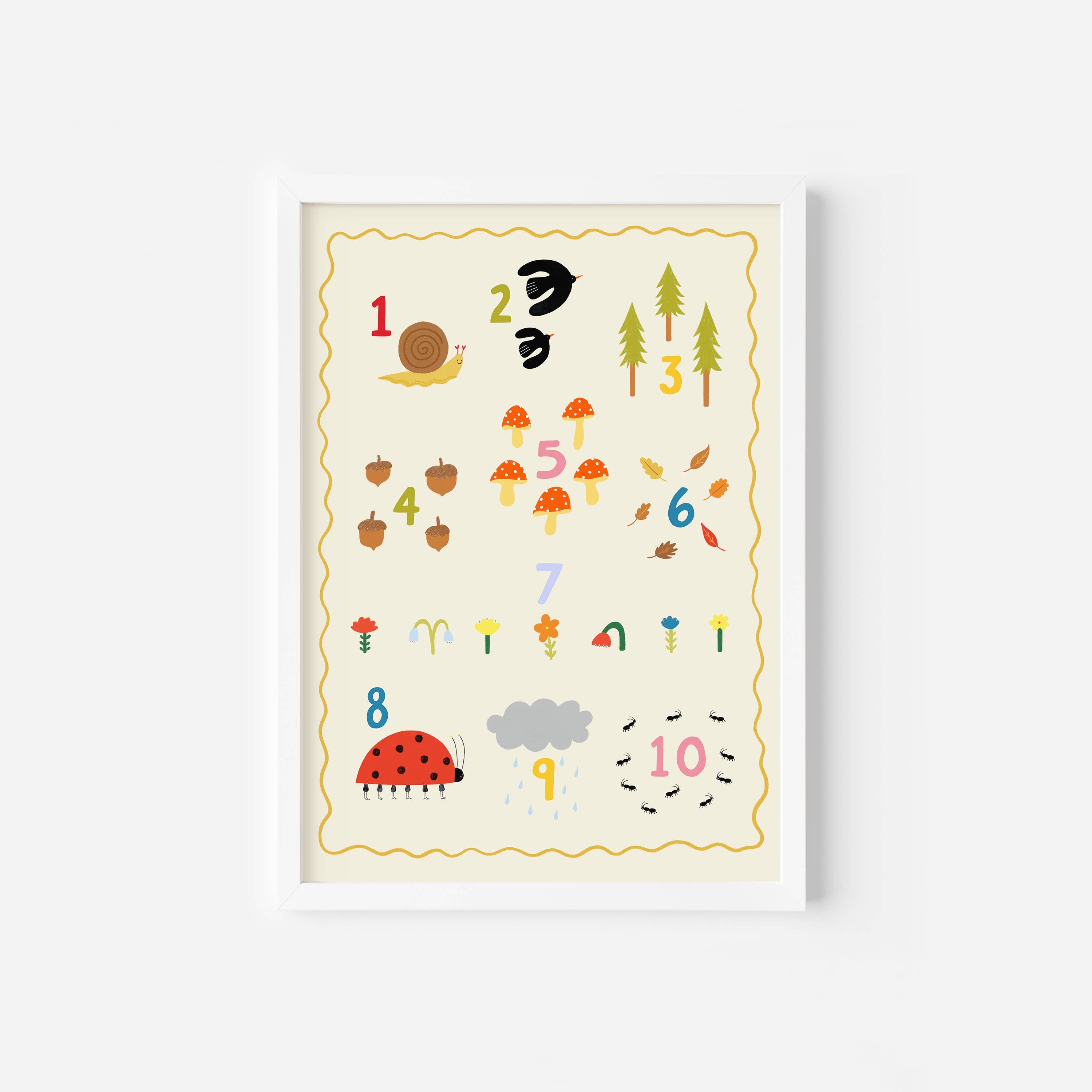 Nature Numbers 1-10 Art Print | Children Counting Art Print : A4