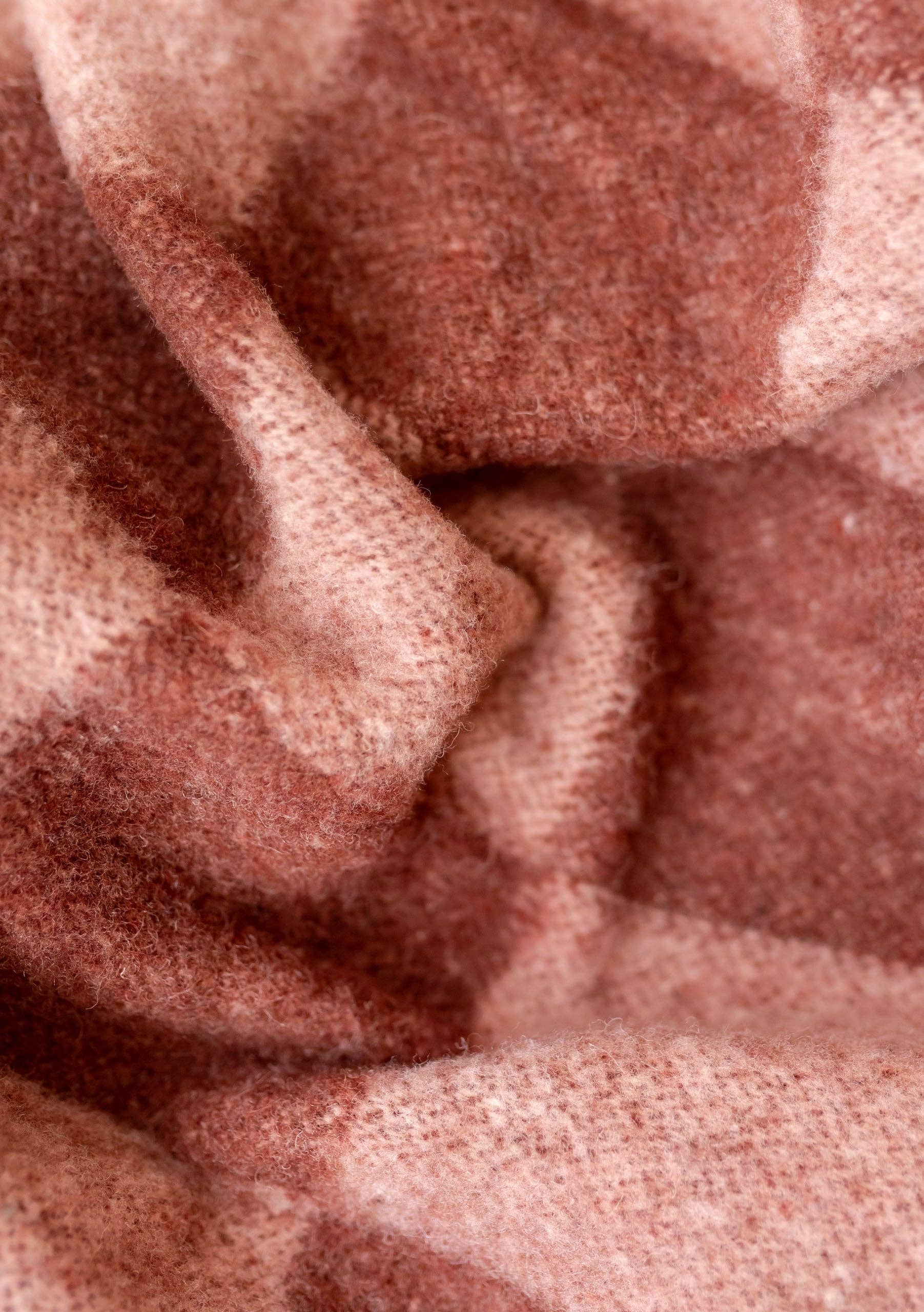 Brushed Recycled Wool Blanket in Pink Checkerboard