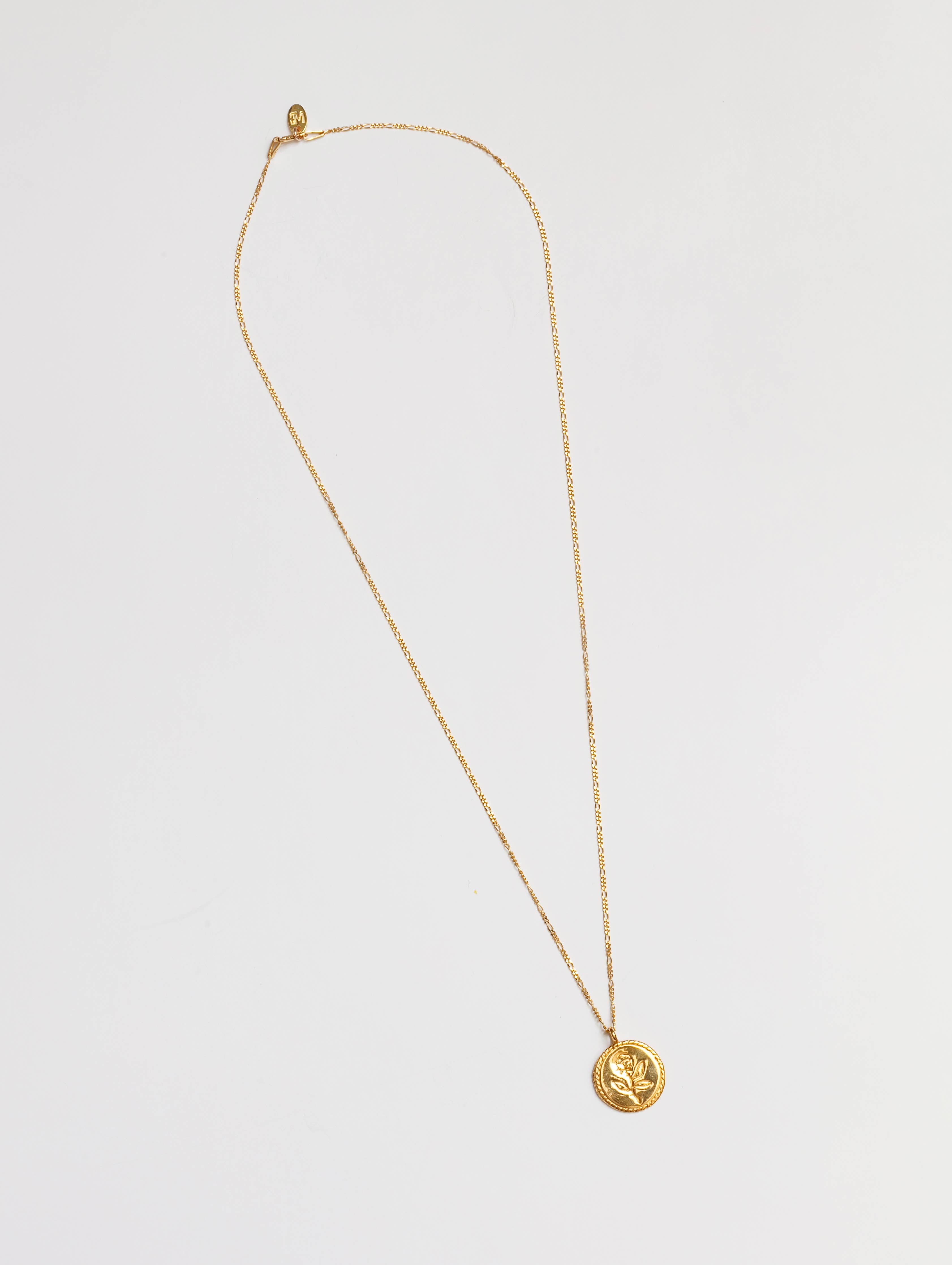 Rose Coin Necklace in Gold