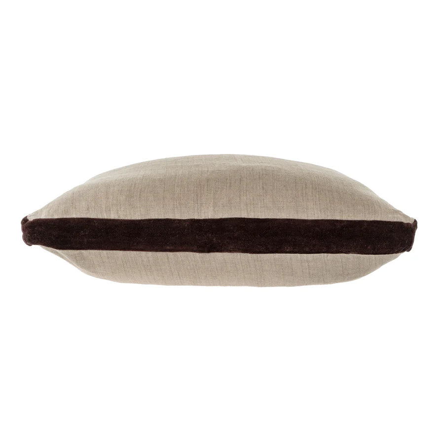 Velvet Trim Pillow Chocolate 20x20