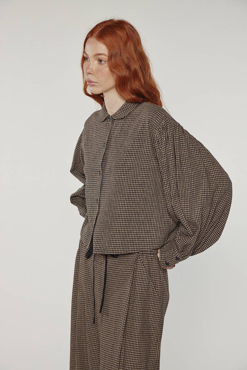 Volume sleeve blouse- Checkered