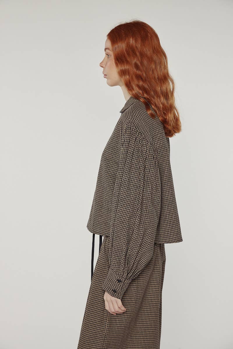 Volume sleeve blouse- Checkered