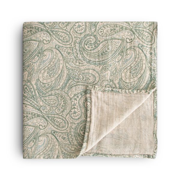 Muslin Swaddle Blanket - Green Paisley