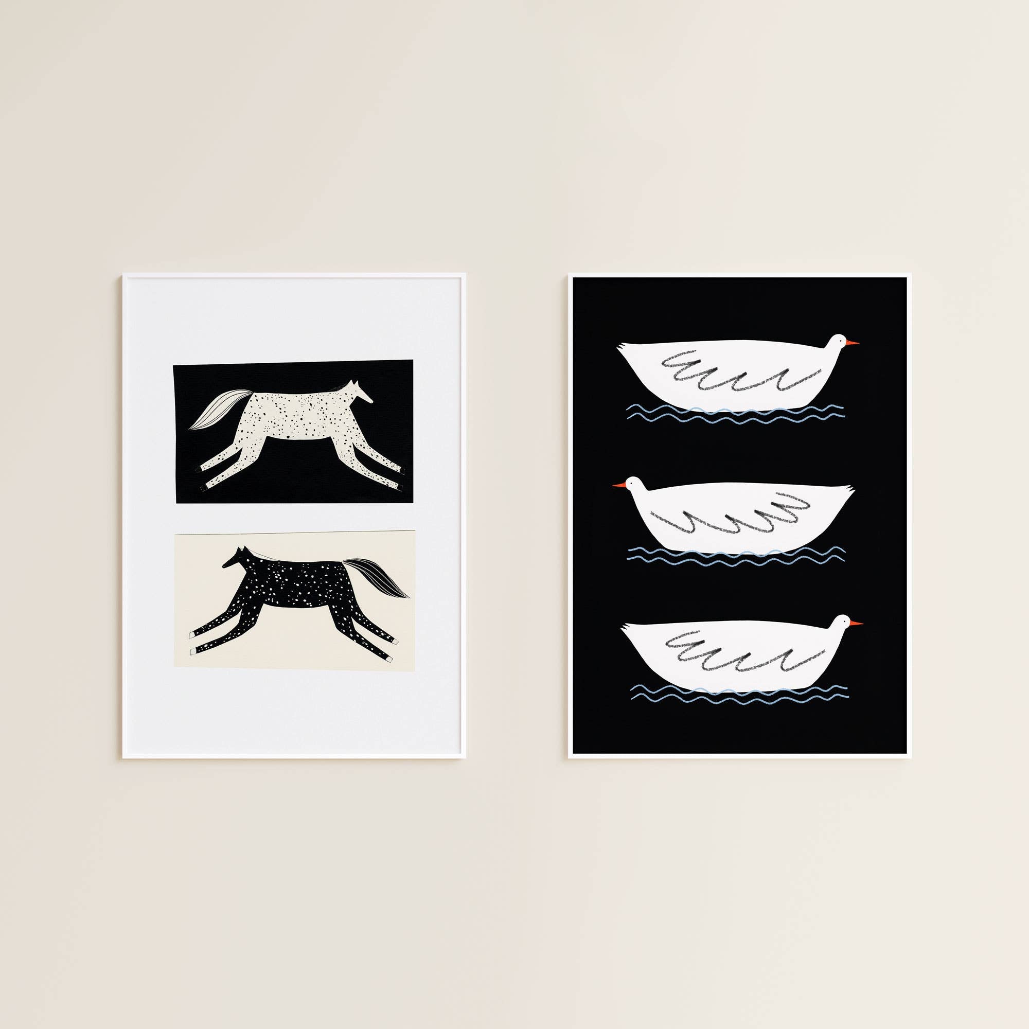 Negative / Positive Horse Art Print | A4