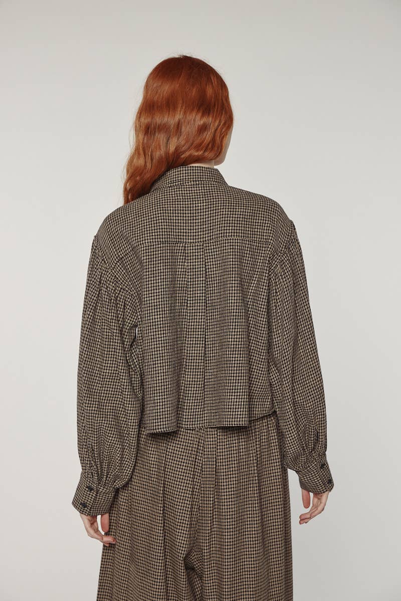 Volume sleeve blouse- Checkered