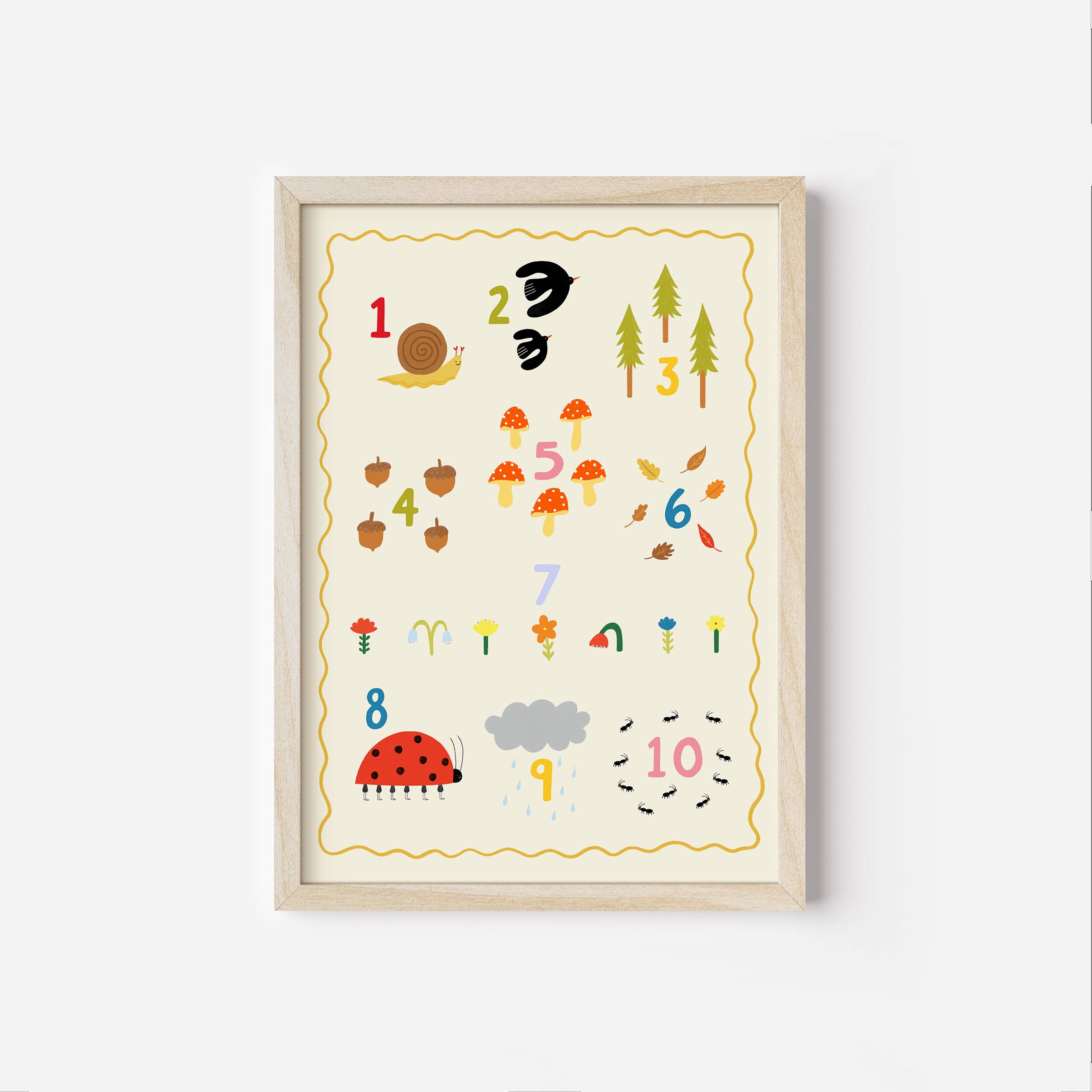 Nature Numbers 1-10 Art Print | Children Counting Art Print : A4