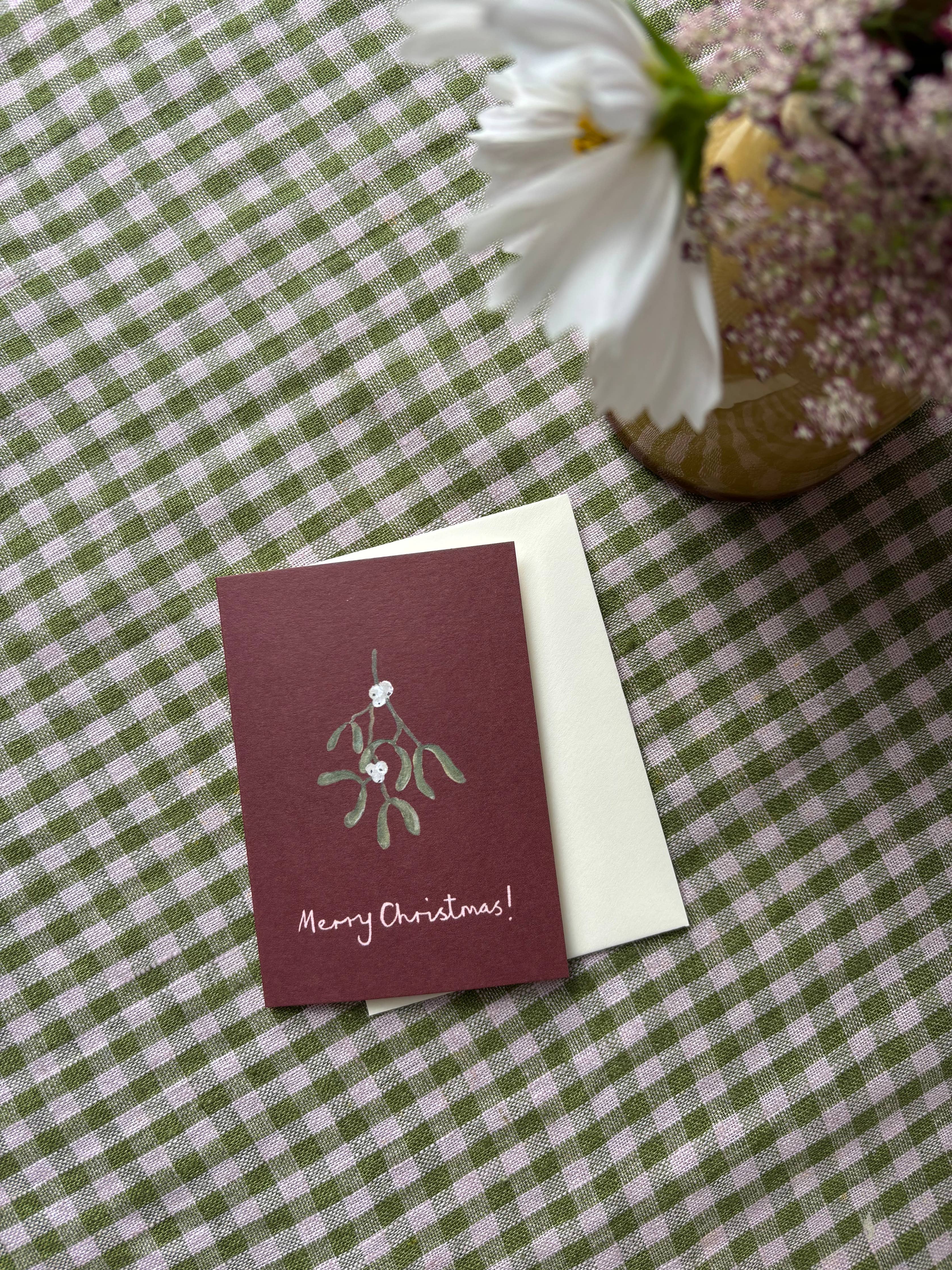 Hanging Mistletoe mini Christmas card