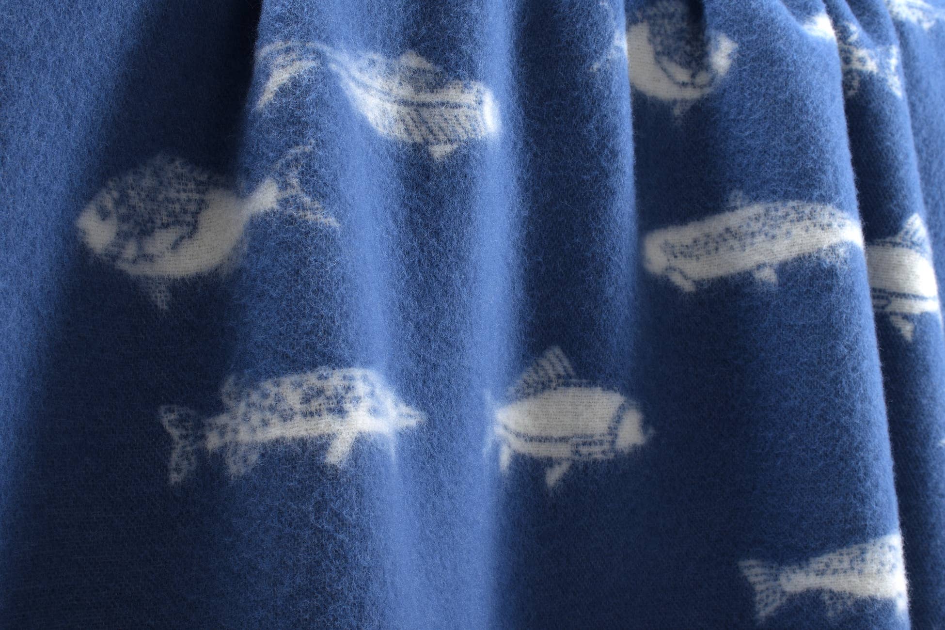 Fish Blue Wool Blanket