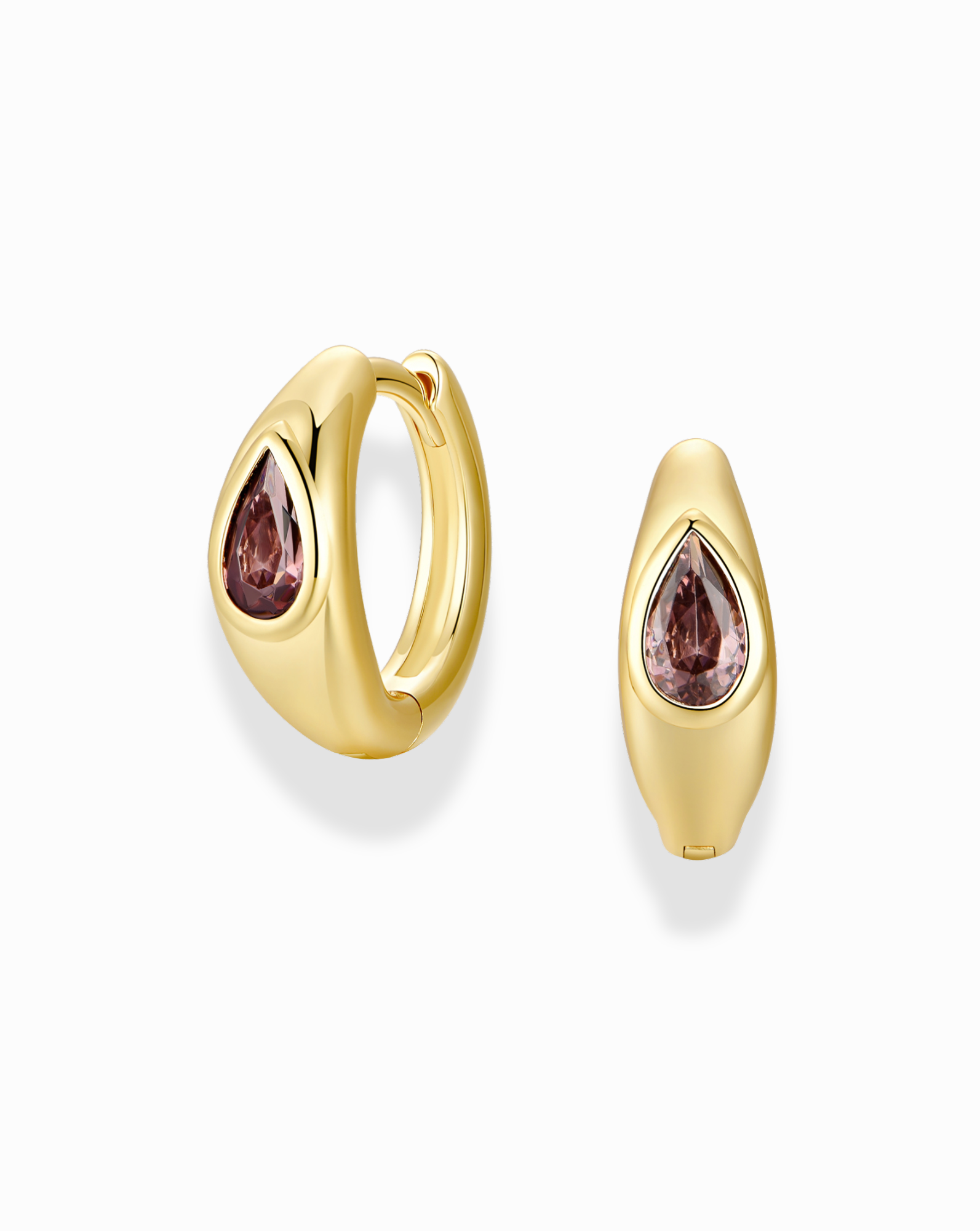 Tally Pear Huggie Hoops: Spinel Cubic Zirconia