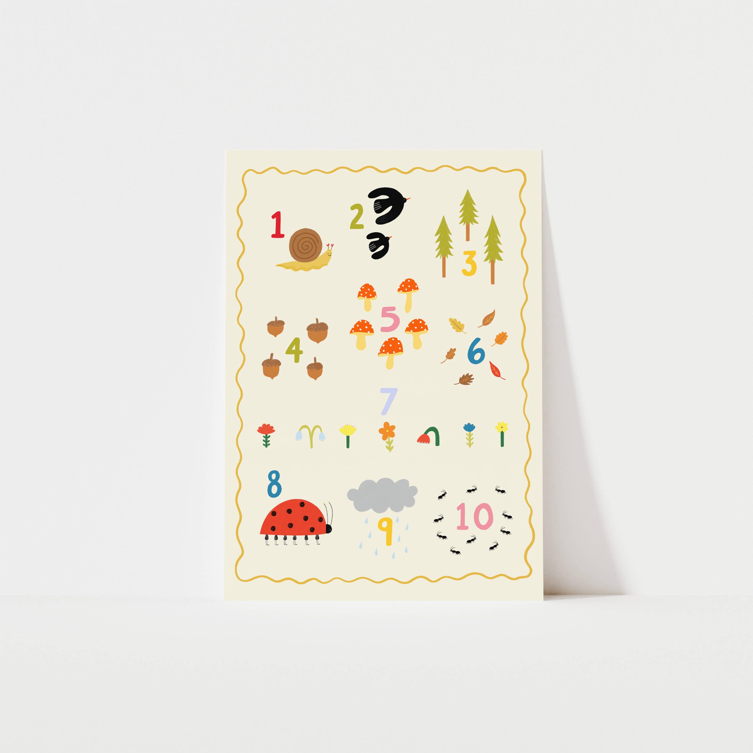 Nature Numbers 1-10 Art Print | Children Counting Art Print : A4