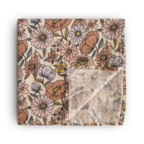 Muslin Swaddle Blanket - Retro Flowers