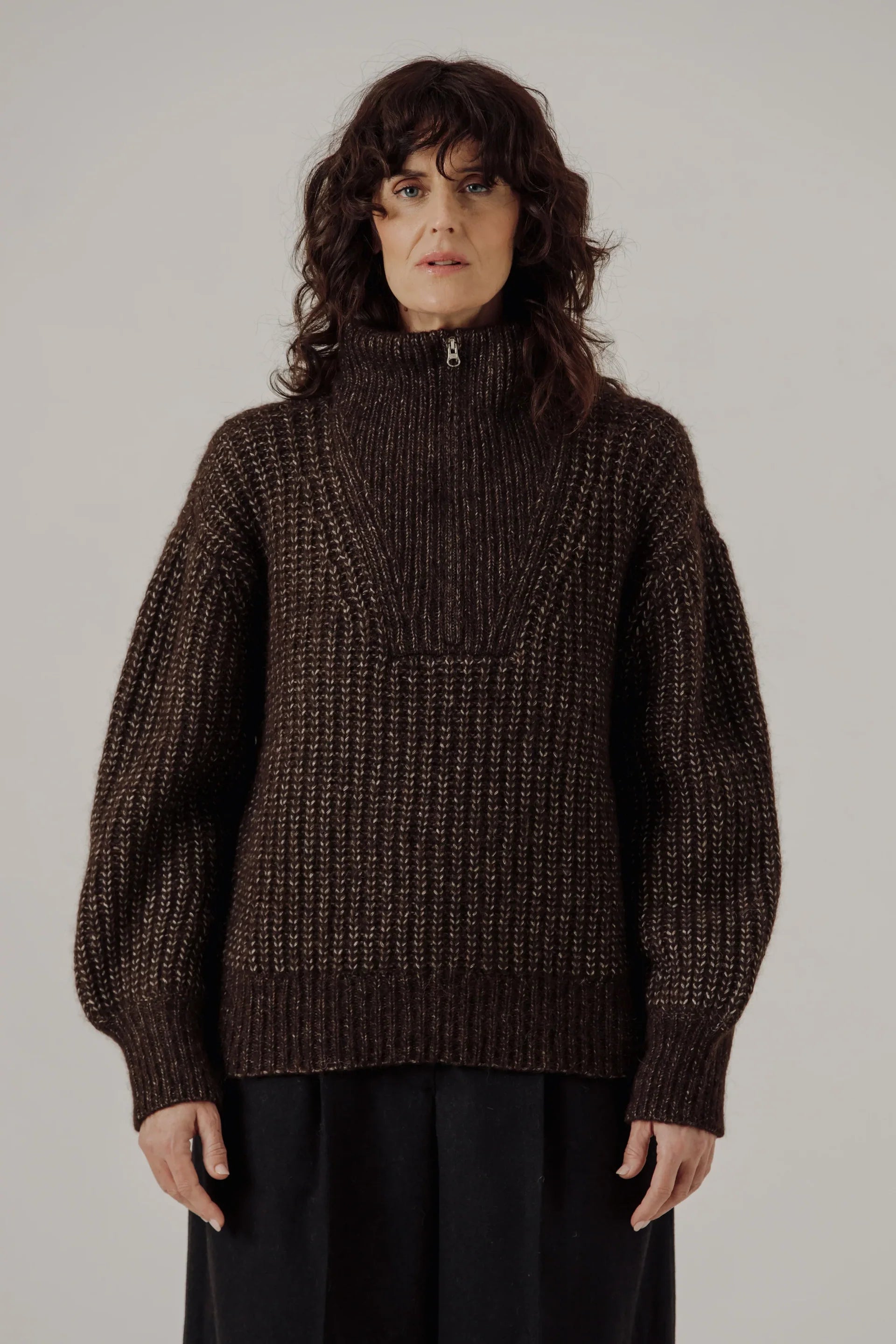 Alpine Quarter Zip Sweater - Carob