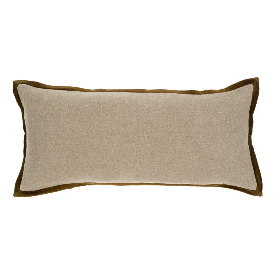 Velvet Trim Pillow Green 14x31