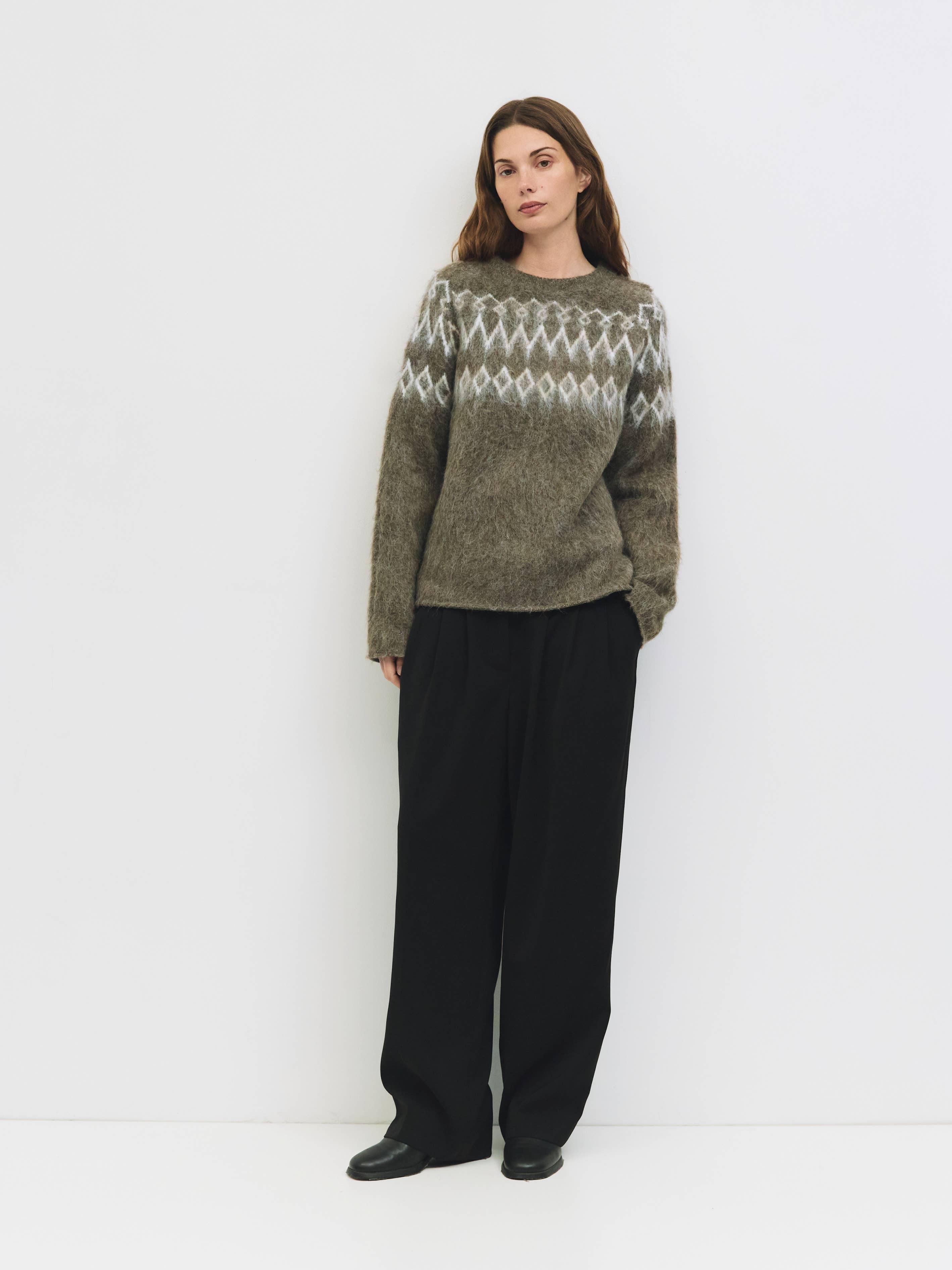 The Wilson Sweater | Fair Isle Brushed Sweater: BROWN / SMALL