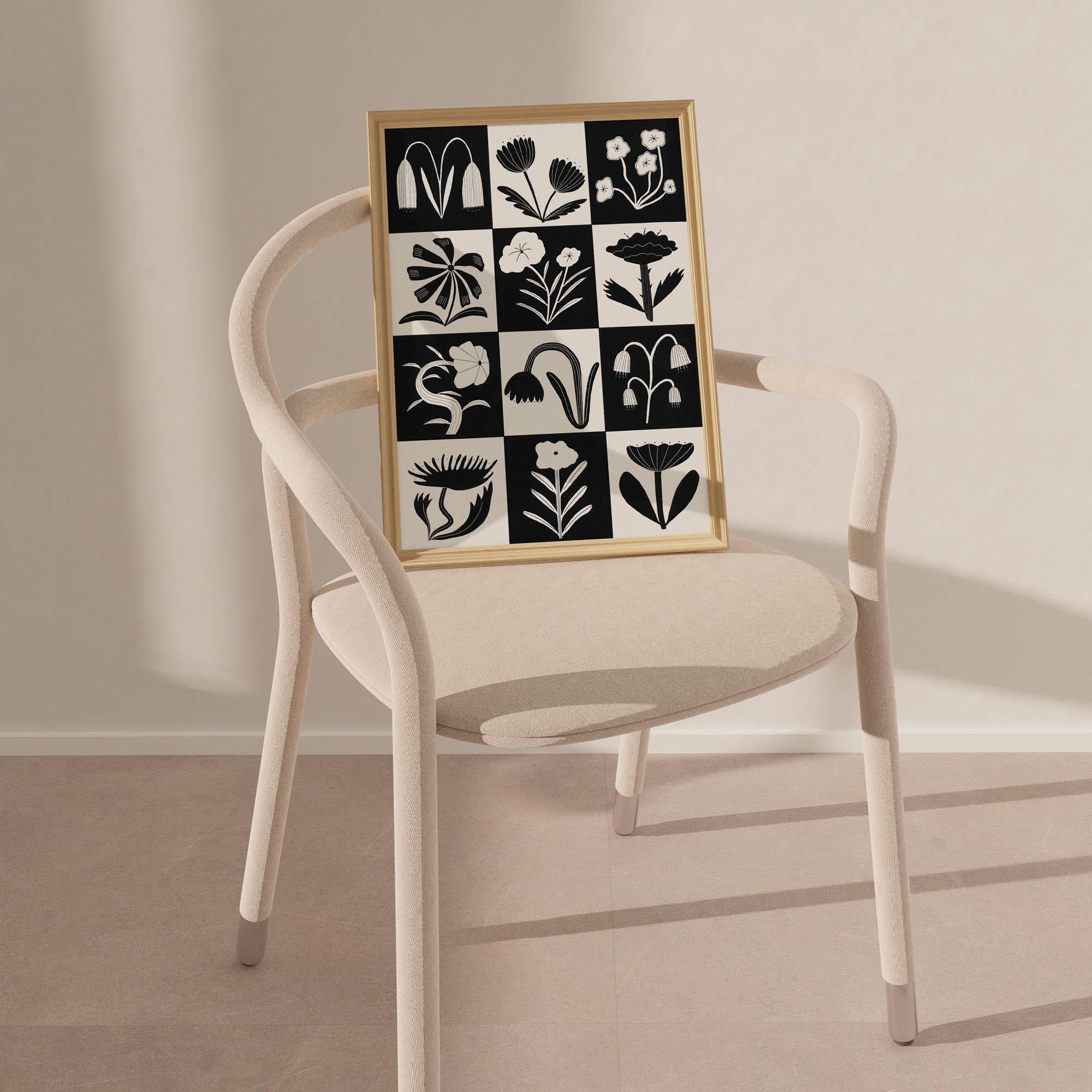 Black And White Flowers Art Print | A4