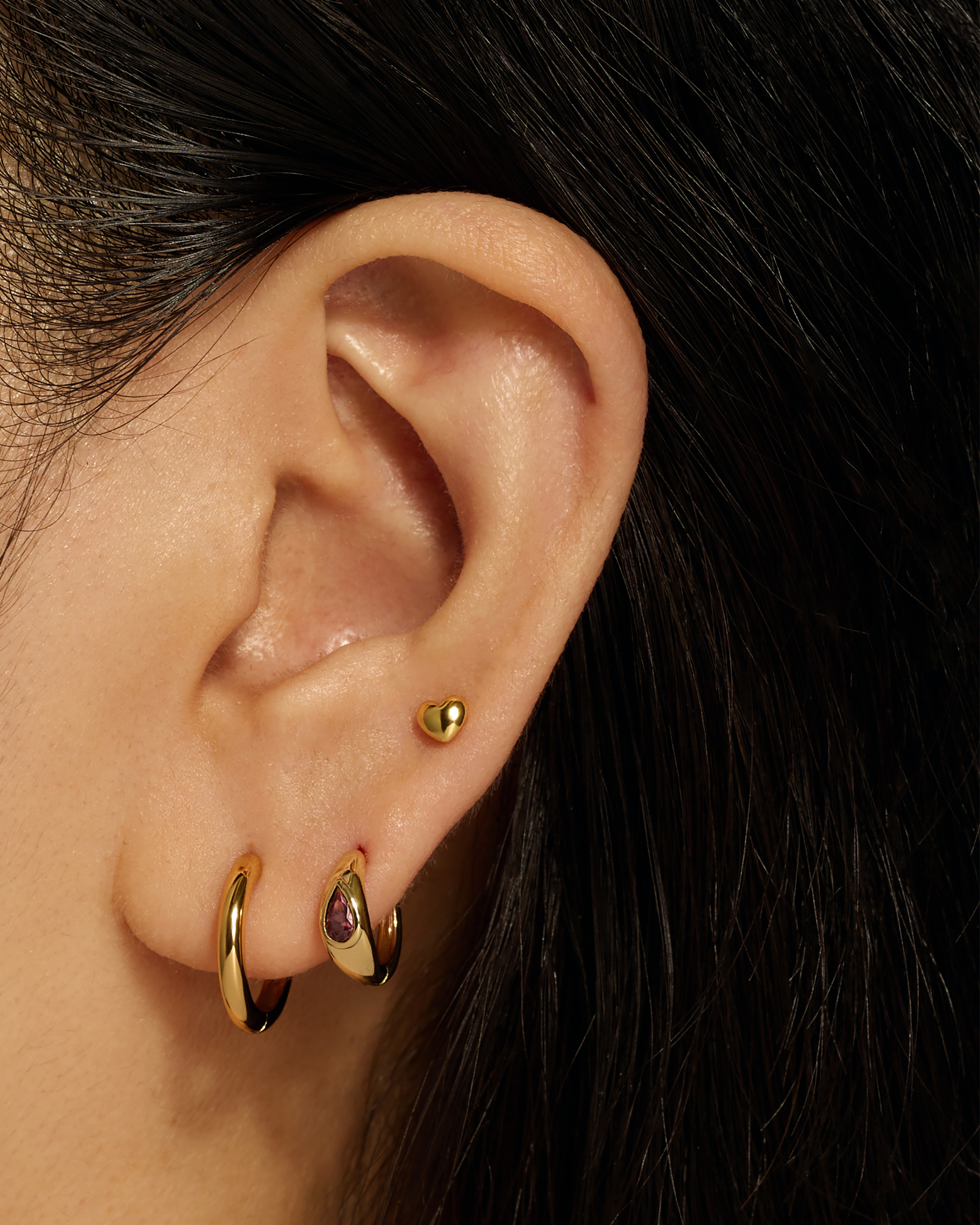 Tally Pear Huggie Hoops: Spinel Cubic Zirconia