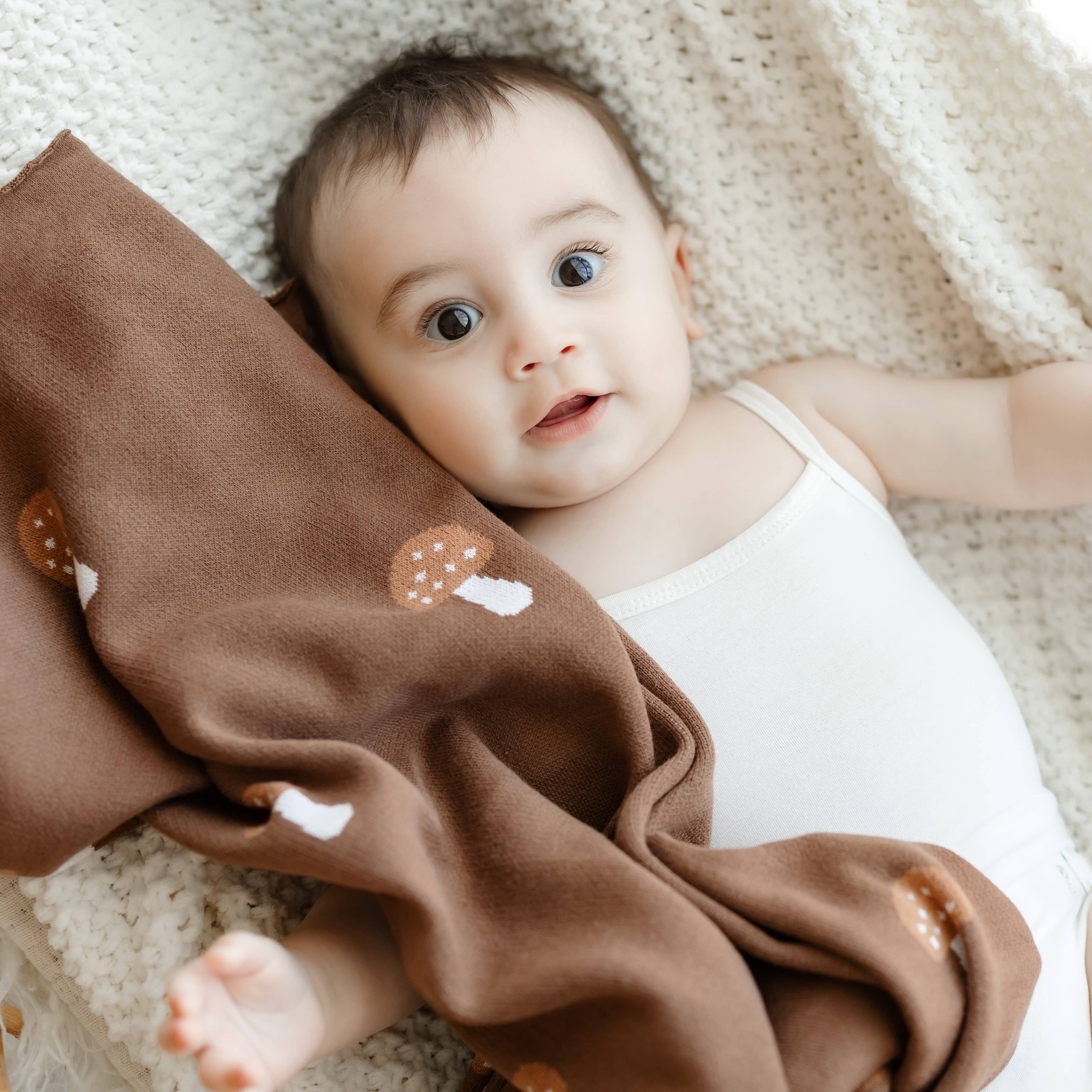 Mushroom Swaddle Blanket- Brown