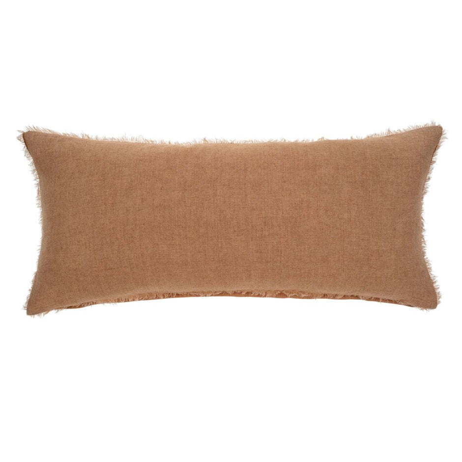 Lina Linen Lumbar Pillow - Terracotta 14x31