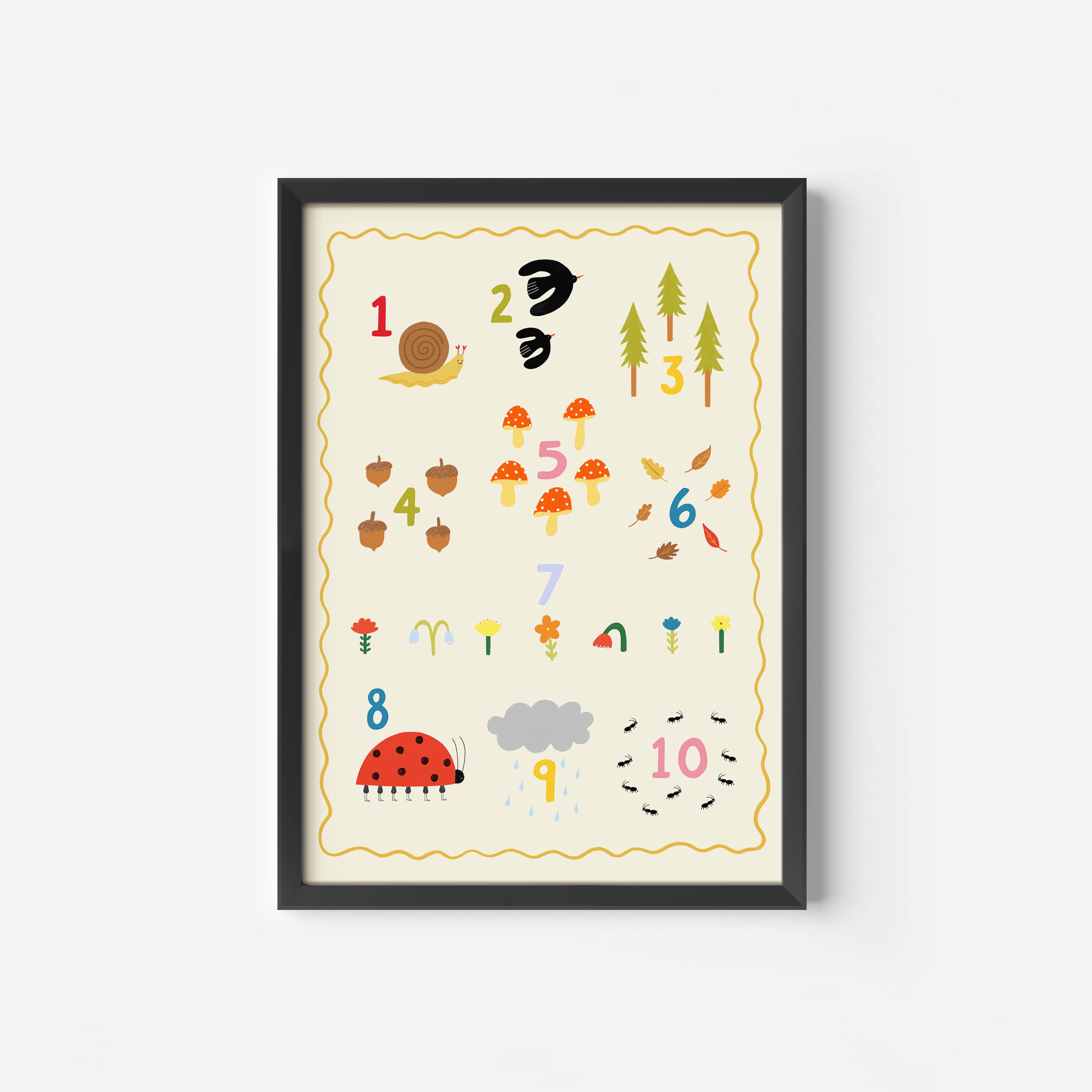 Nature Numbers 1-10 Art Print | Children Counting Art Print : A4