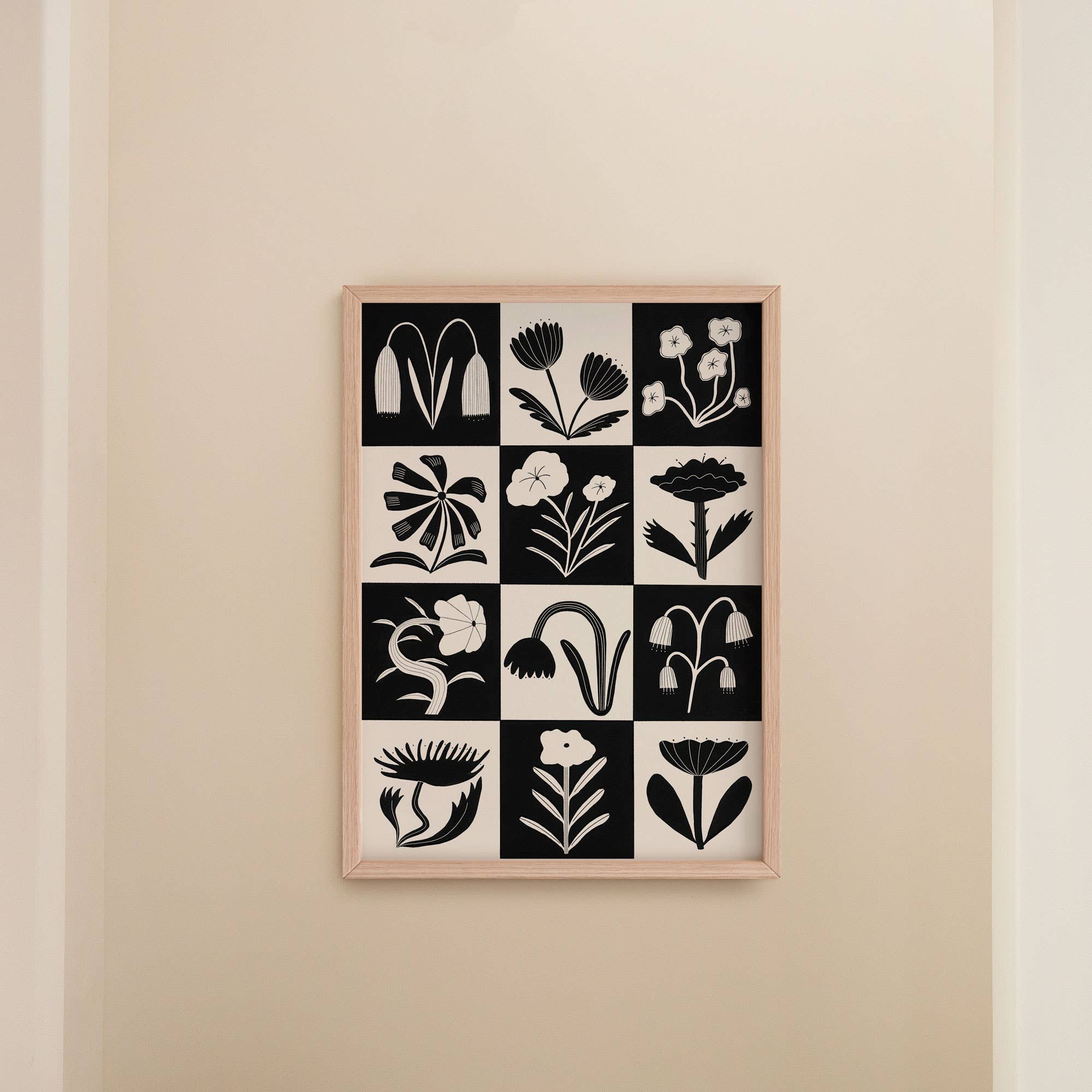 Black And White Flowers Art Print | A4