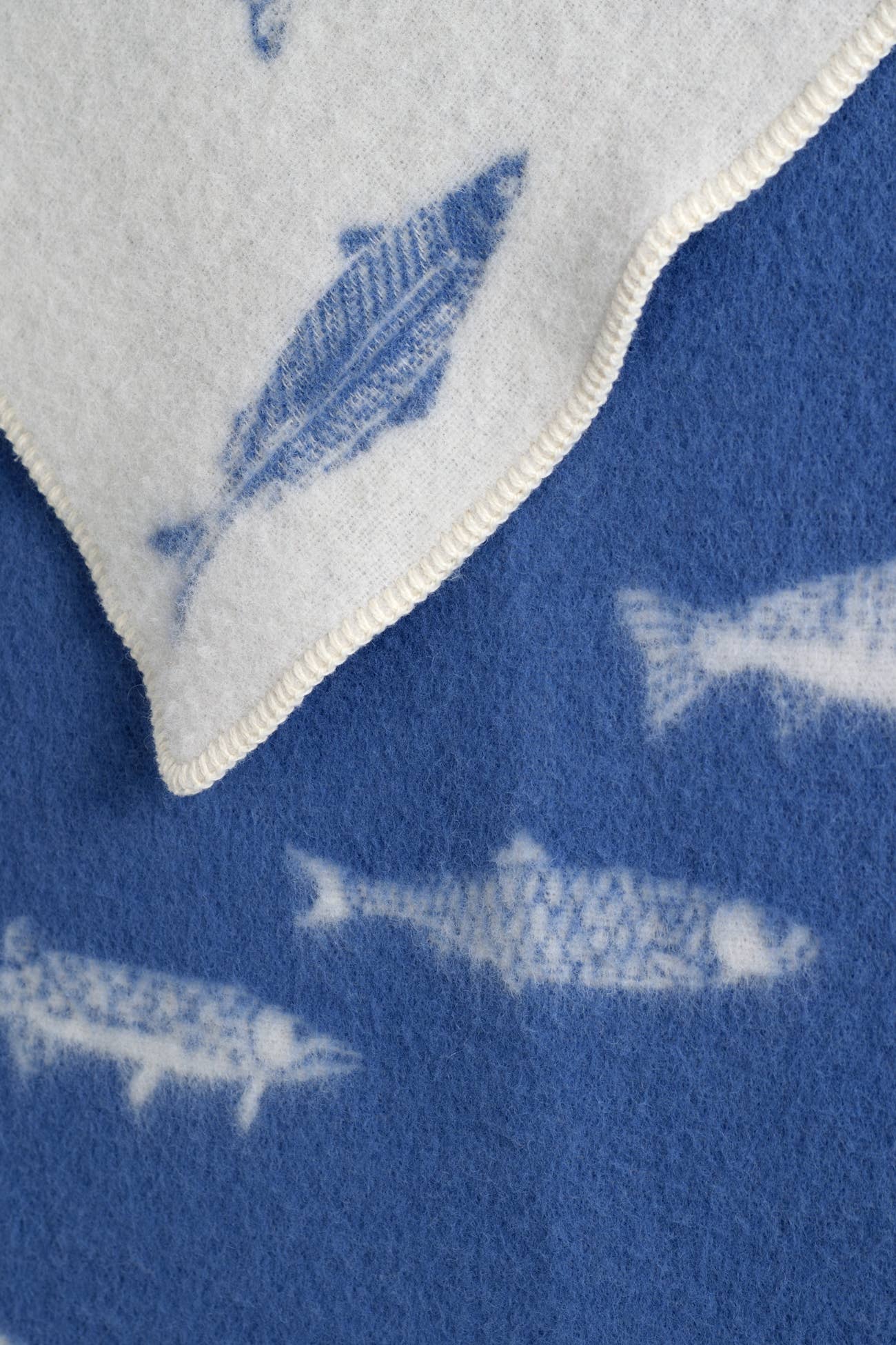 Fish Blue Wool Blanket