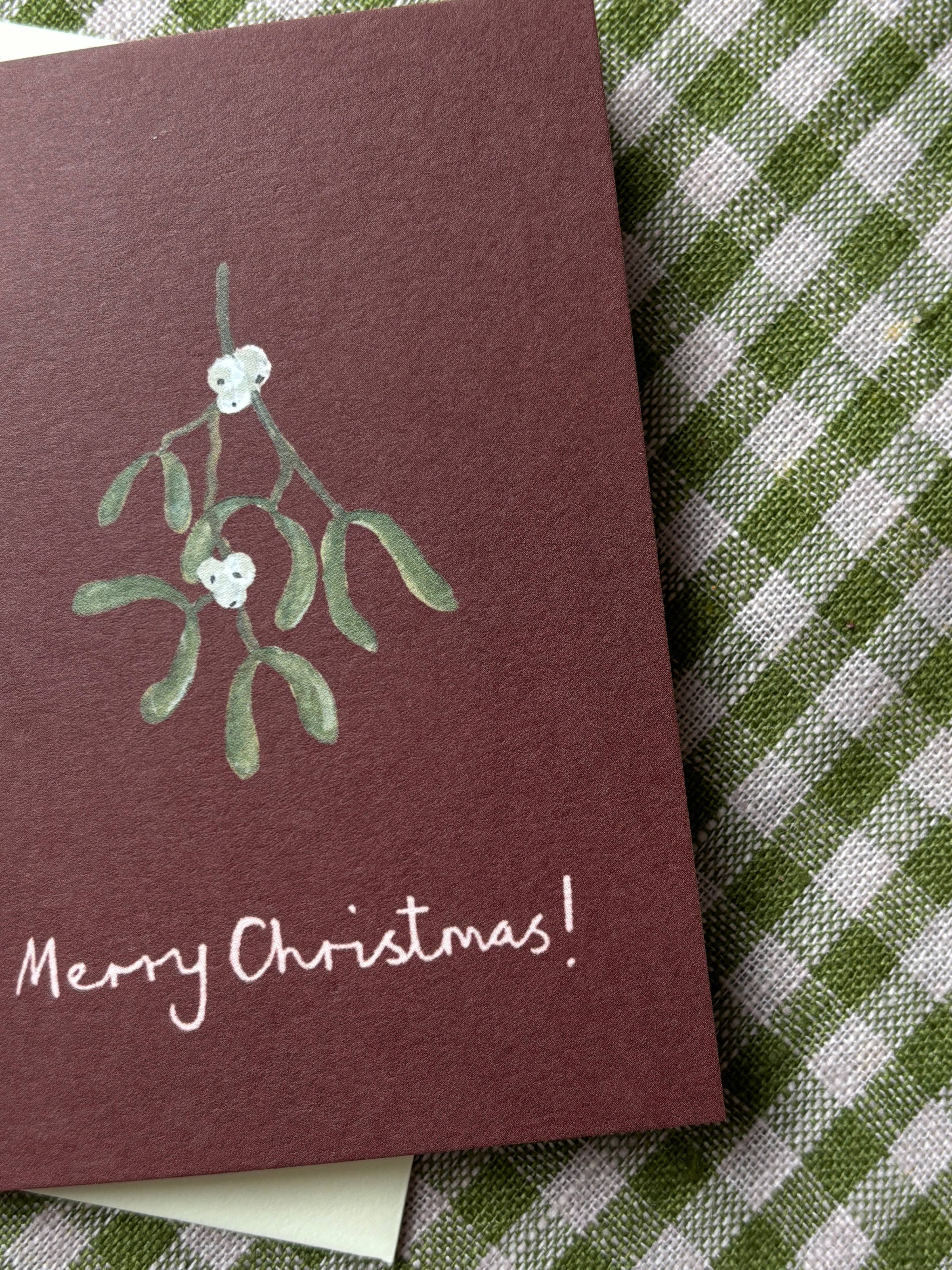 Hanging Mistletoe mini Christmas card