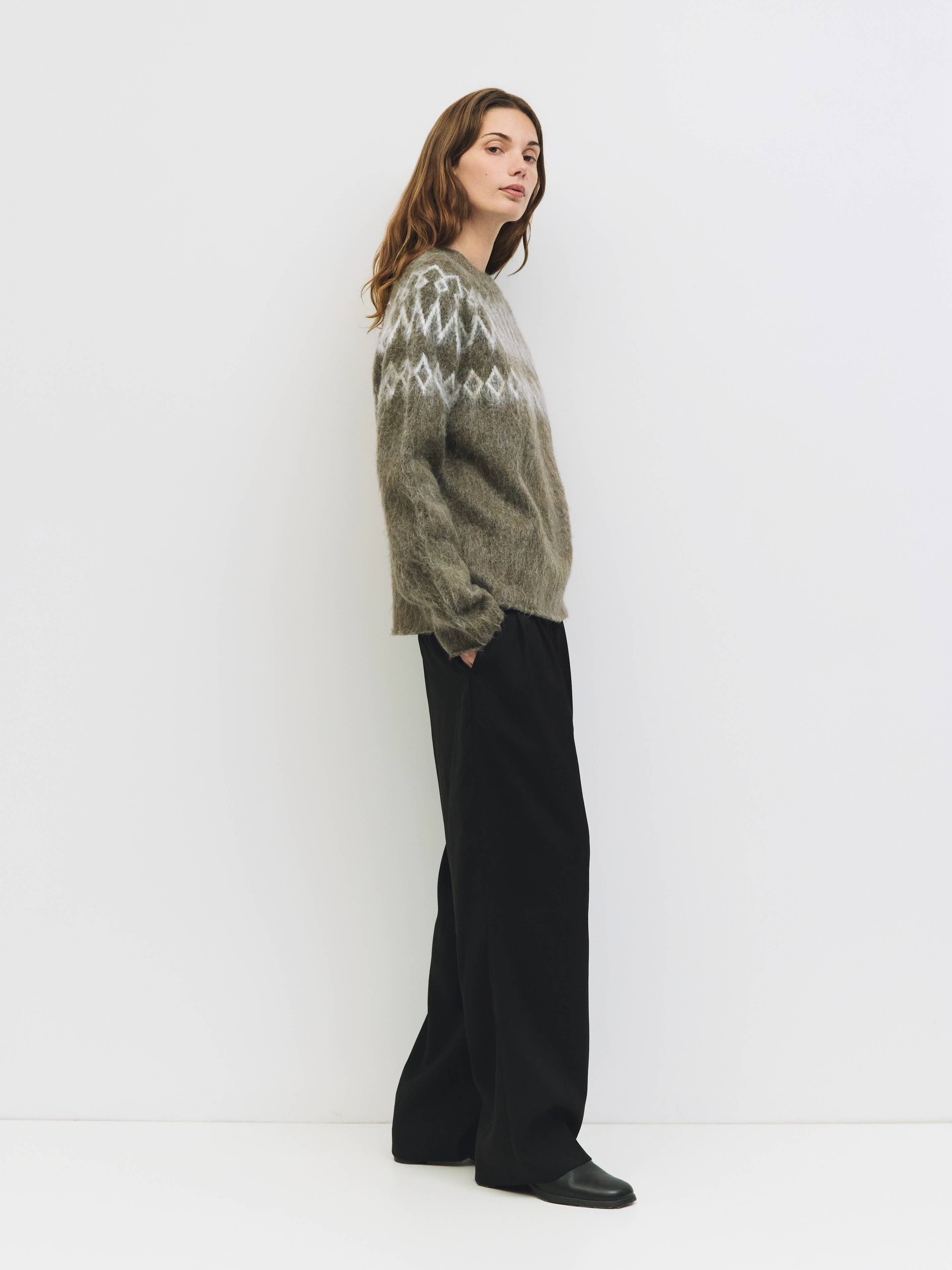 The Wilson Sweater | Fair Isle Brushed Sweater: BROWN / SMALL