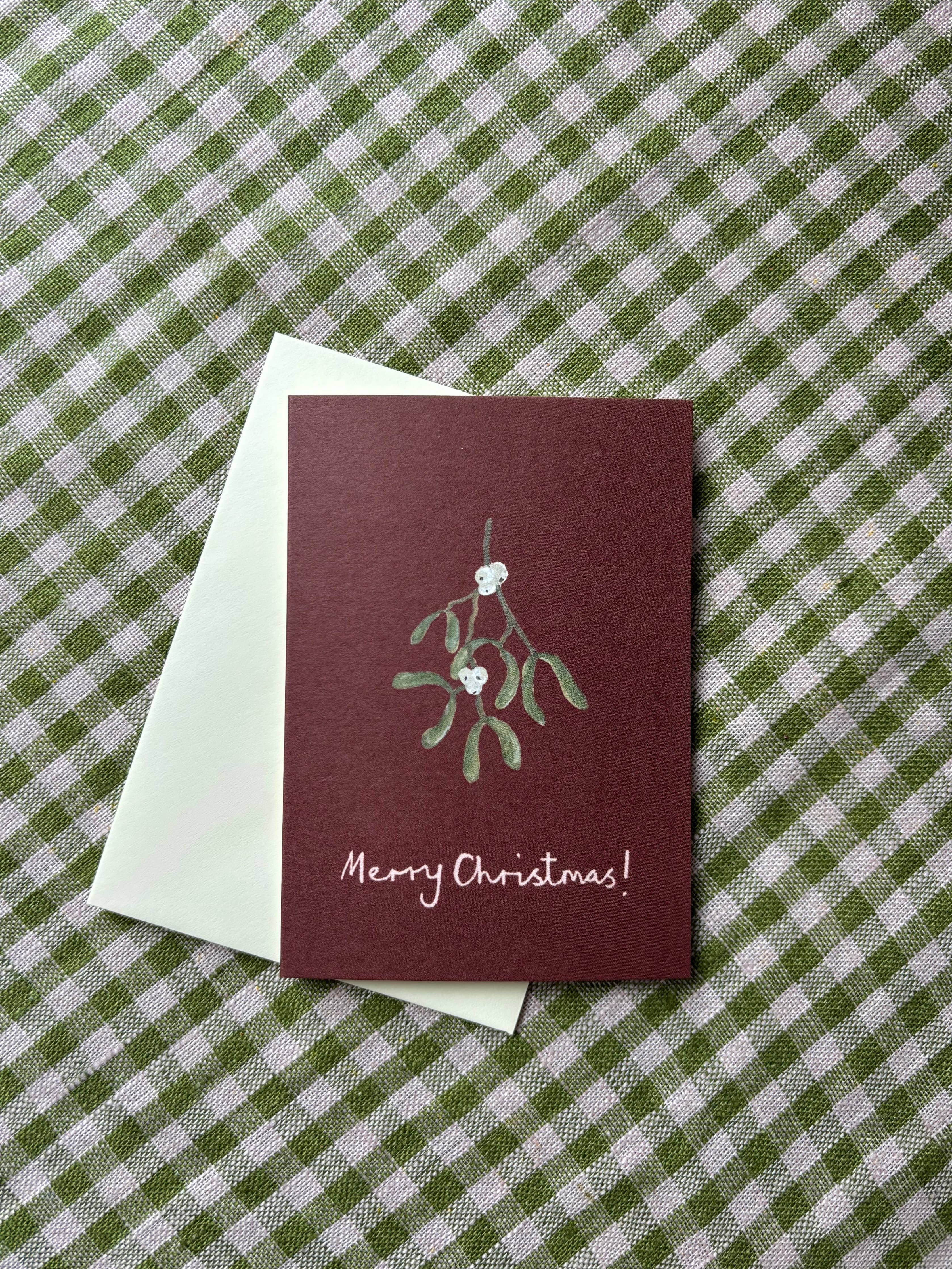 Hanging Mistletoe mini Christmas card