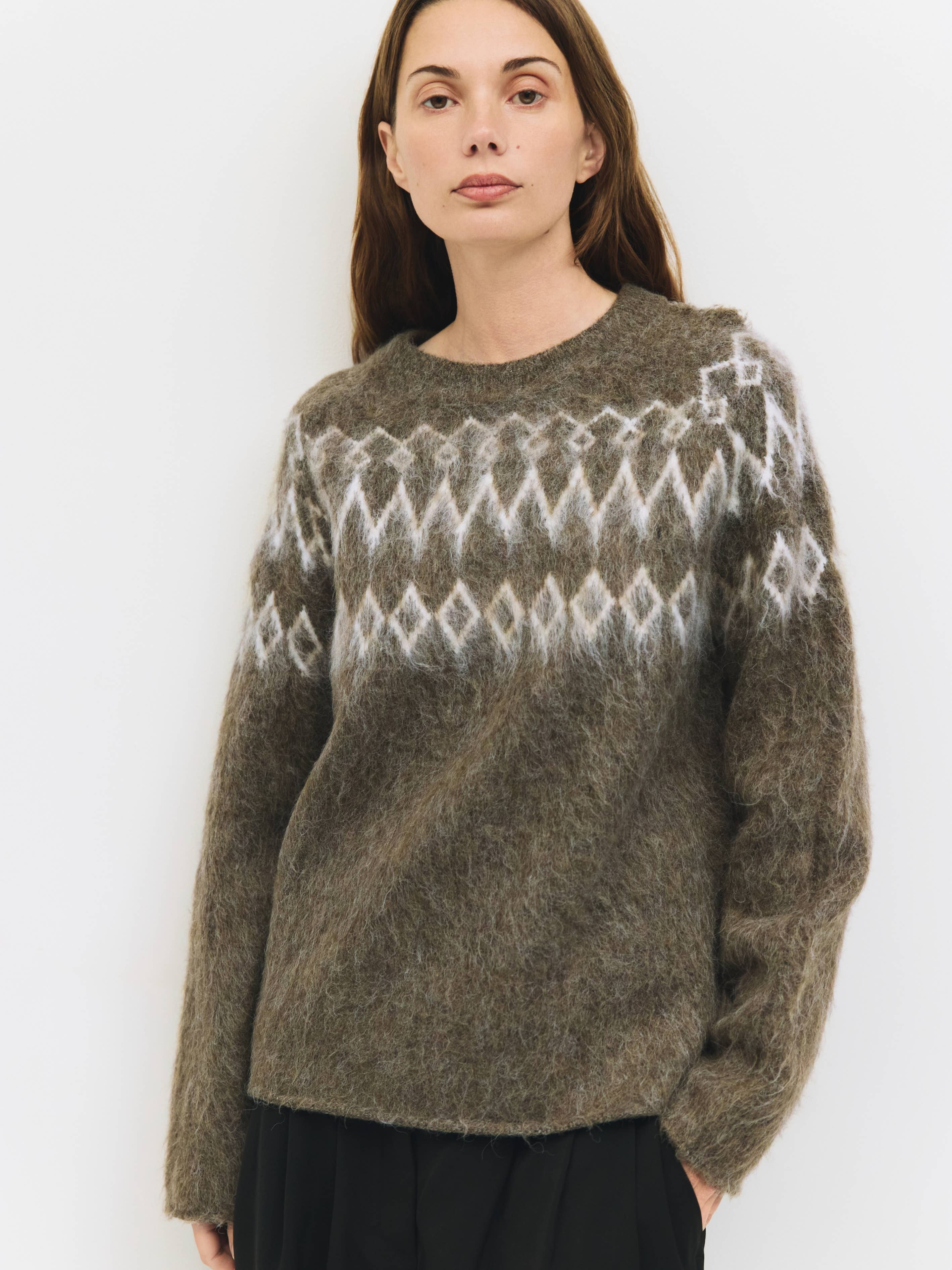The Wilson Sweater | Fair Isle Brushed Sweater: BROWN / SMALL