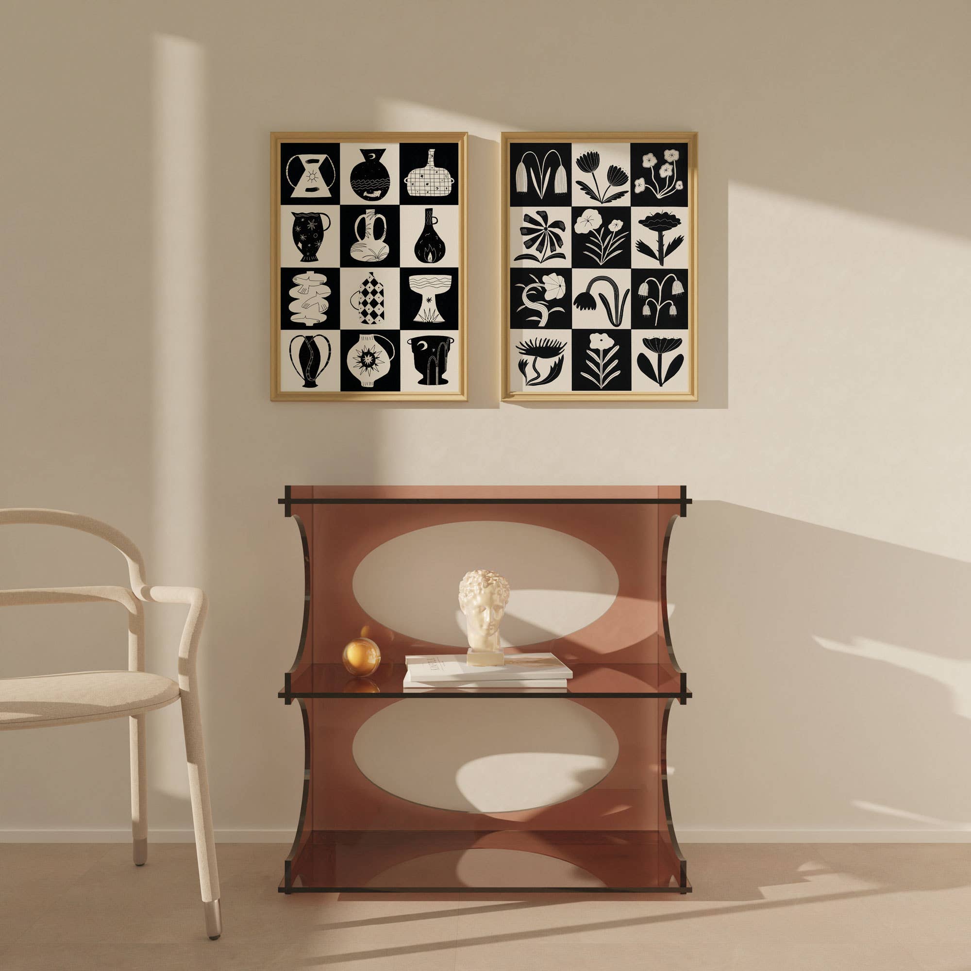 Black And White Flowers Art Print | A4