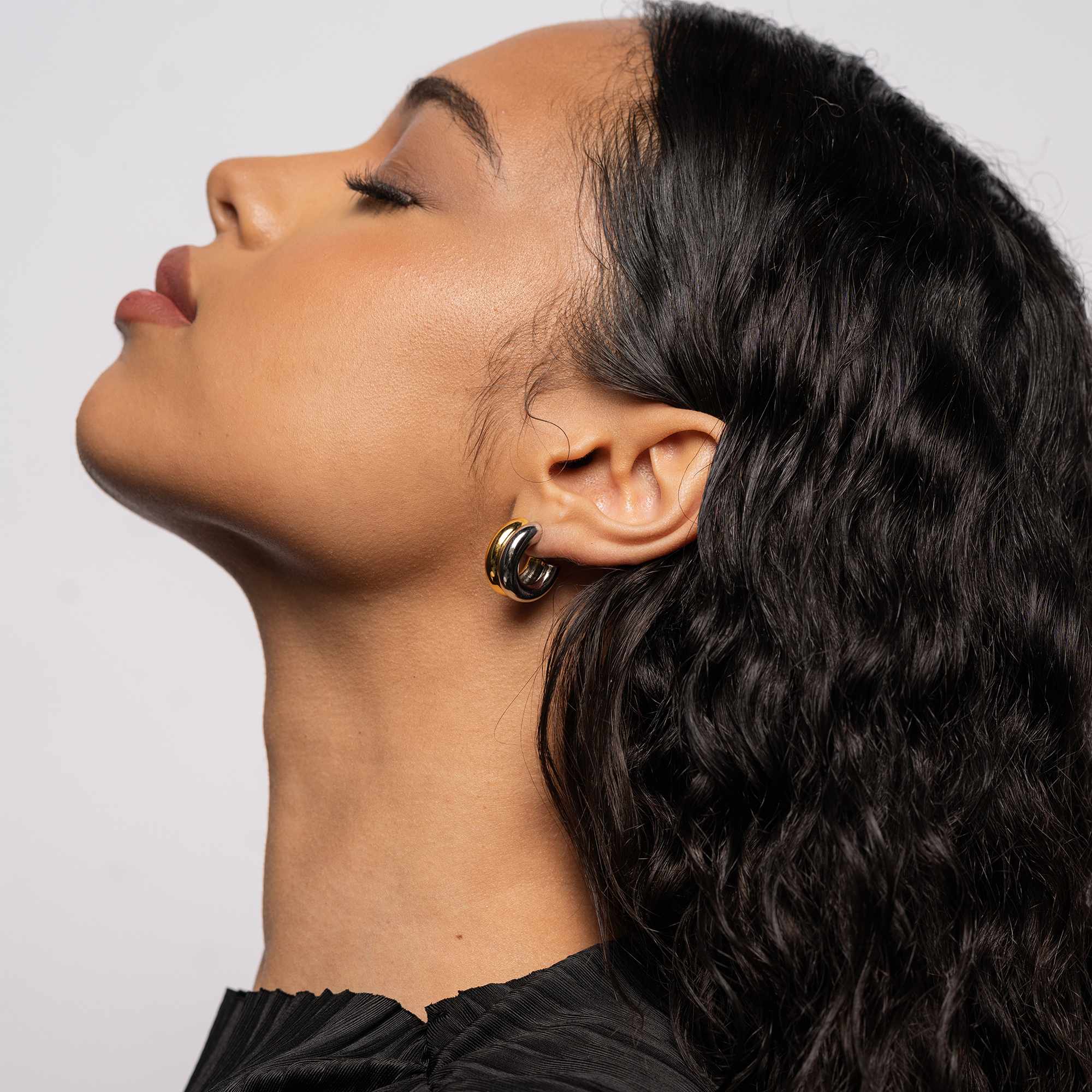 Nolan Two-Toned Hoops: Gold plate