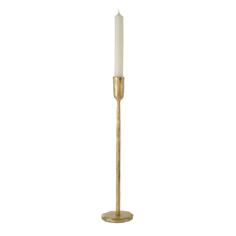 Gold Luna Forged Candlestick- L