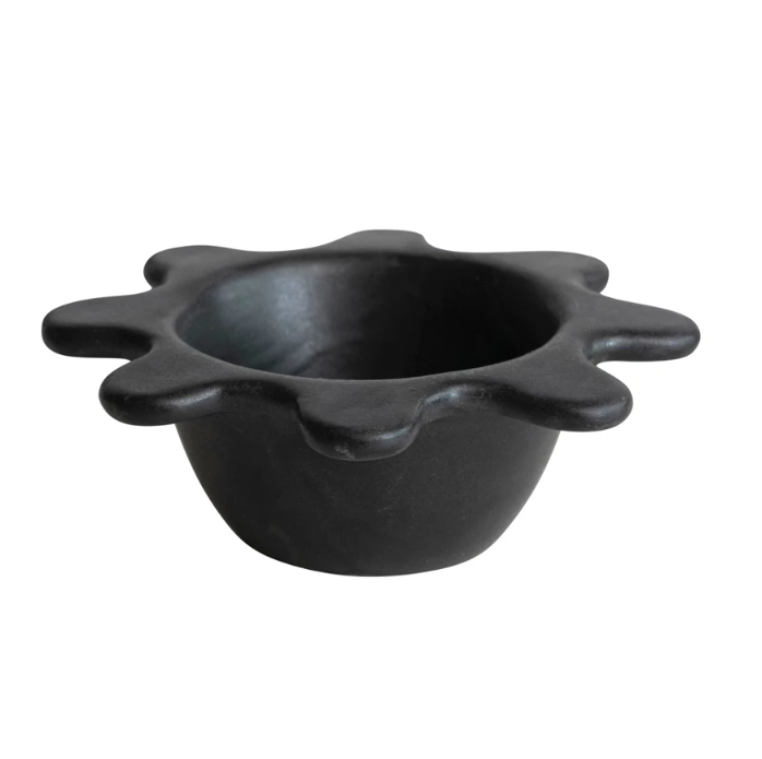 Black Stoneware Flower Bowl